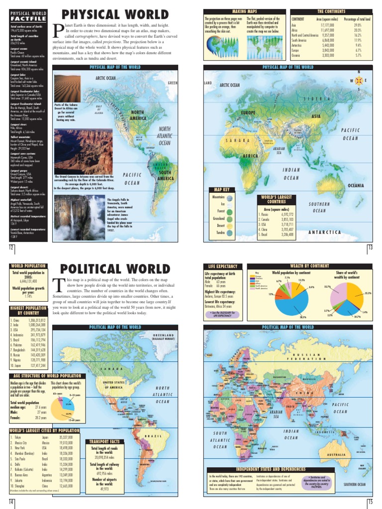 Global Physical and Political Map Overview | PDF | Canyon | North America