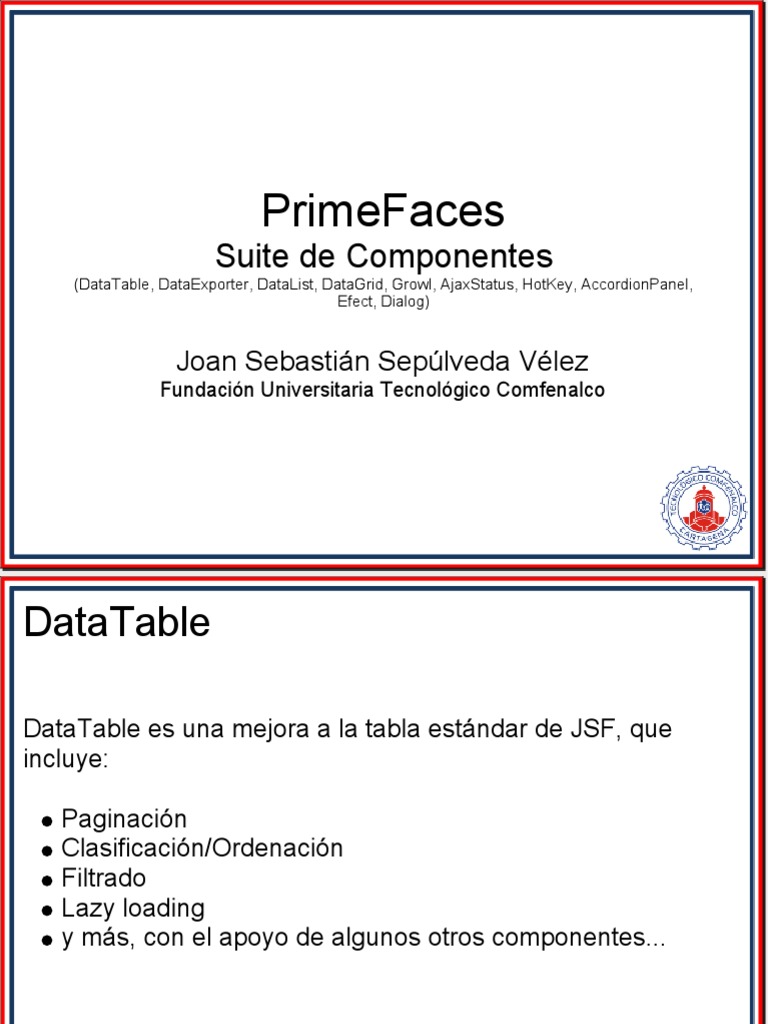 Componentes PrimeFaces para JSF | PDF | Script Java | Ajax (Programación)