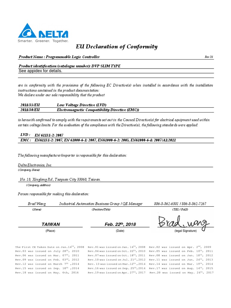 Delta IaPlc DvpSlim Ce 20180222 PDF Compatibility