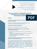 Teoría de Sistemas y Pensamiento Sistémico. Resumen Cap. 1 de Introducción al Pensamiento Sistémico