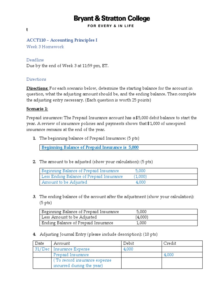 ACCT110 Week 3 Homework Assignments | PDF | Debits And Credits ...