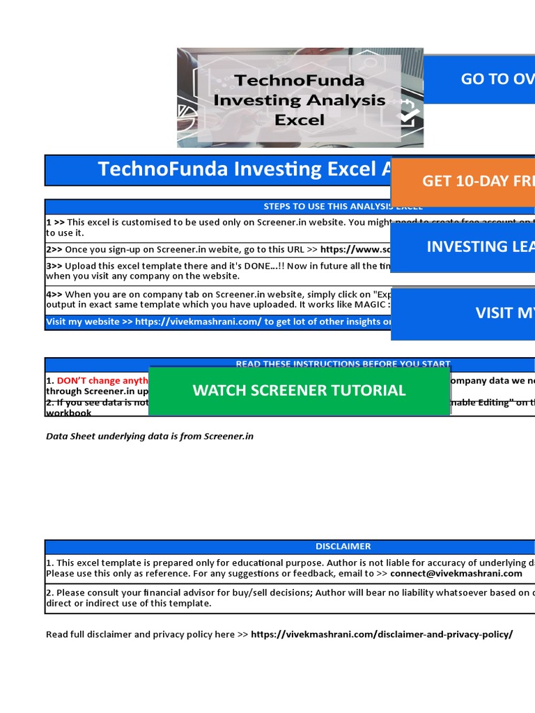 TechnoFunda Investing Screener Excel Template VF PDF Financial