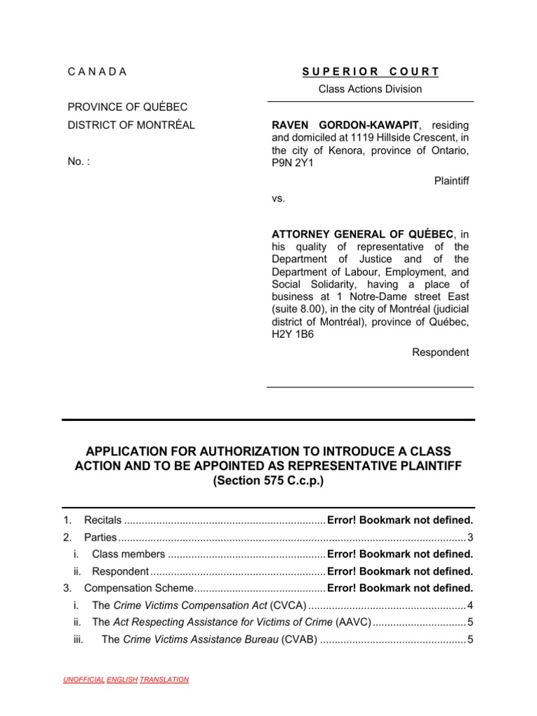 Class Action for Nunavik Crime Victims | PDF | Class Action | Damages