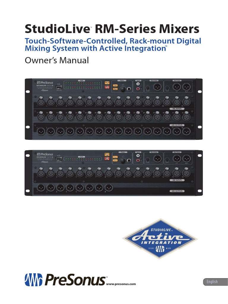 Studiolive Rm-Series Mixers: Owner'S Manual | PDF | Ios | Computer Network