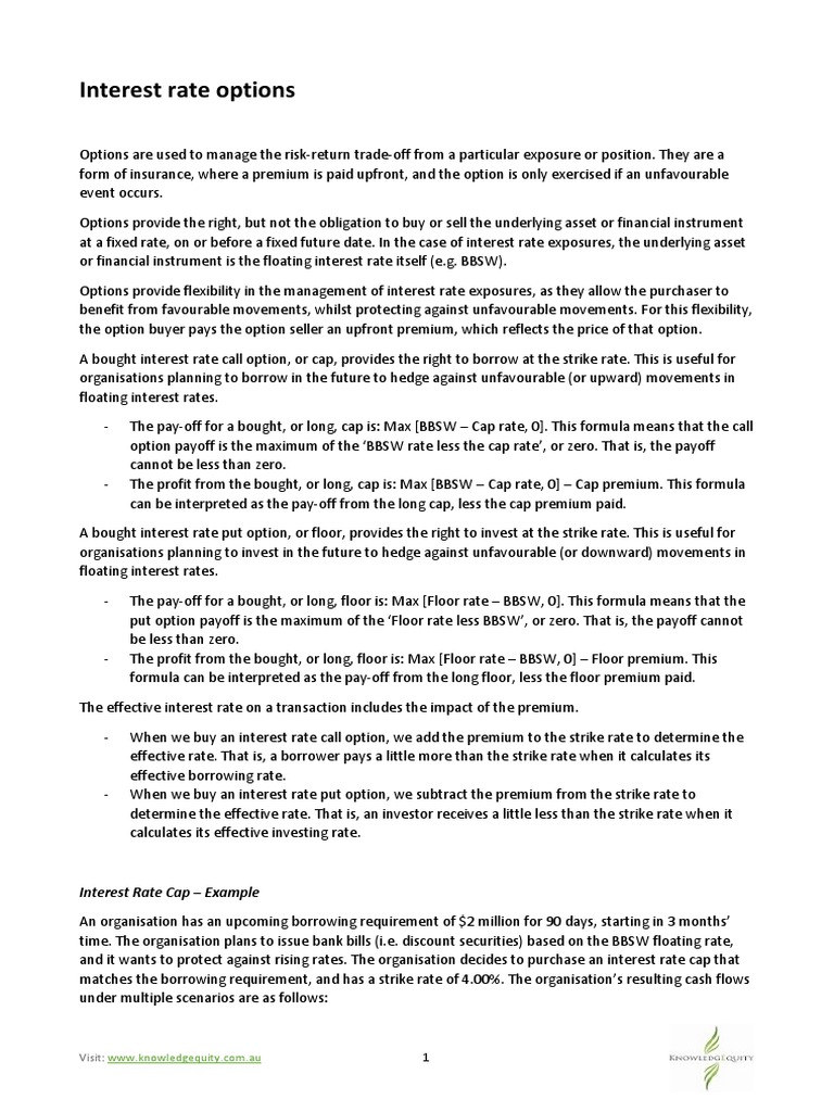 Interest-Rate-Options BBSW | PDF | Option (Finance) | Interest