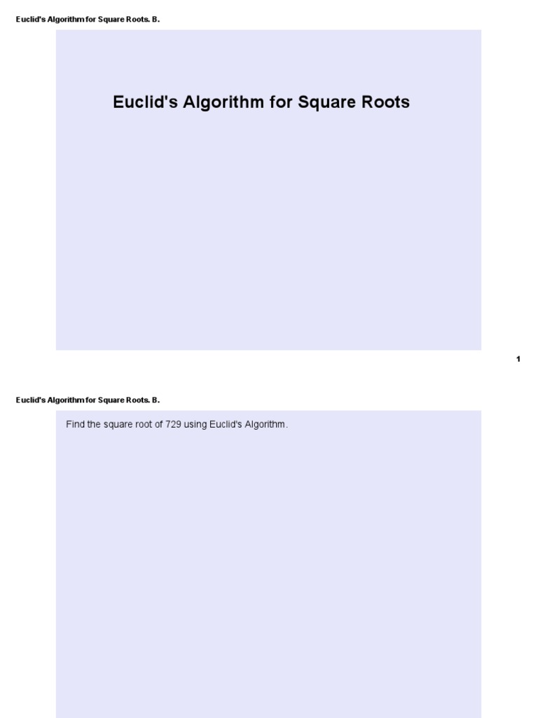 Euclid's Algorithm for Square Roots | PDF | Teaching Methods ...