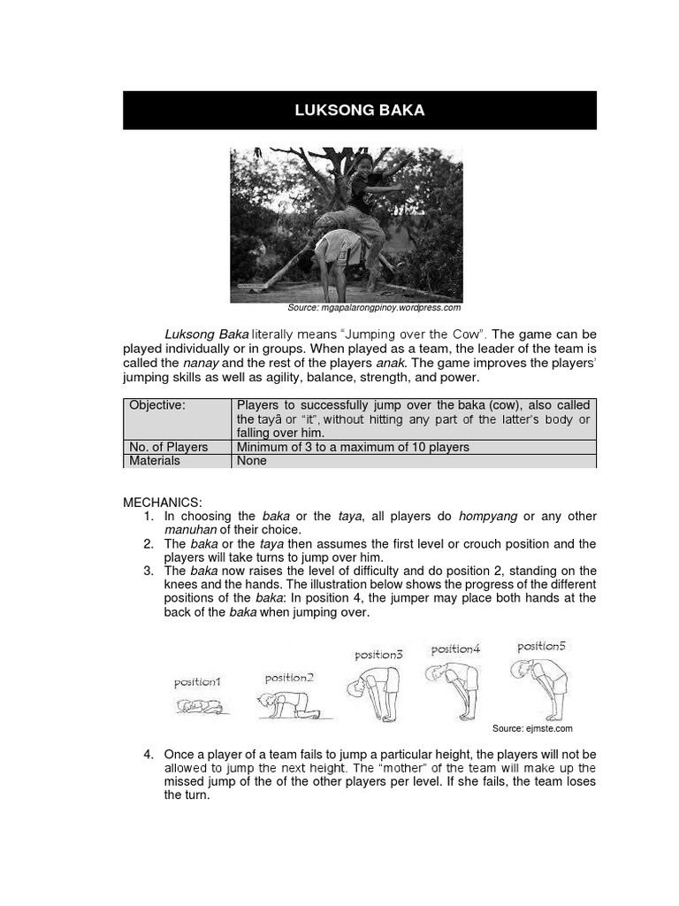 Luksong Baka: Rules and Mechanics | PDF