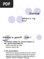 Grammar: Infinitive or - Ing Form?