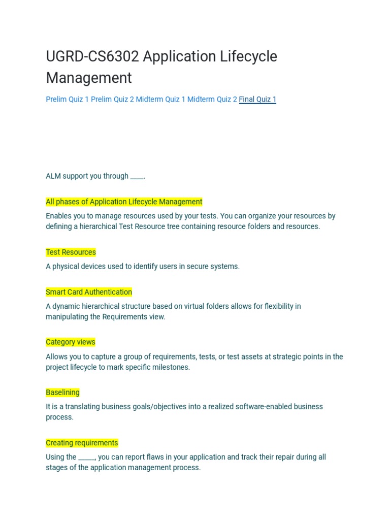 Application Lifecycle Management Overview | PDF | Product Lifecycle ...