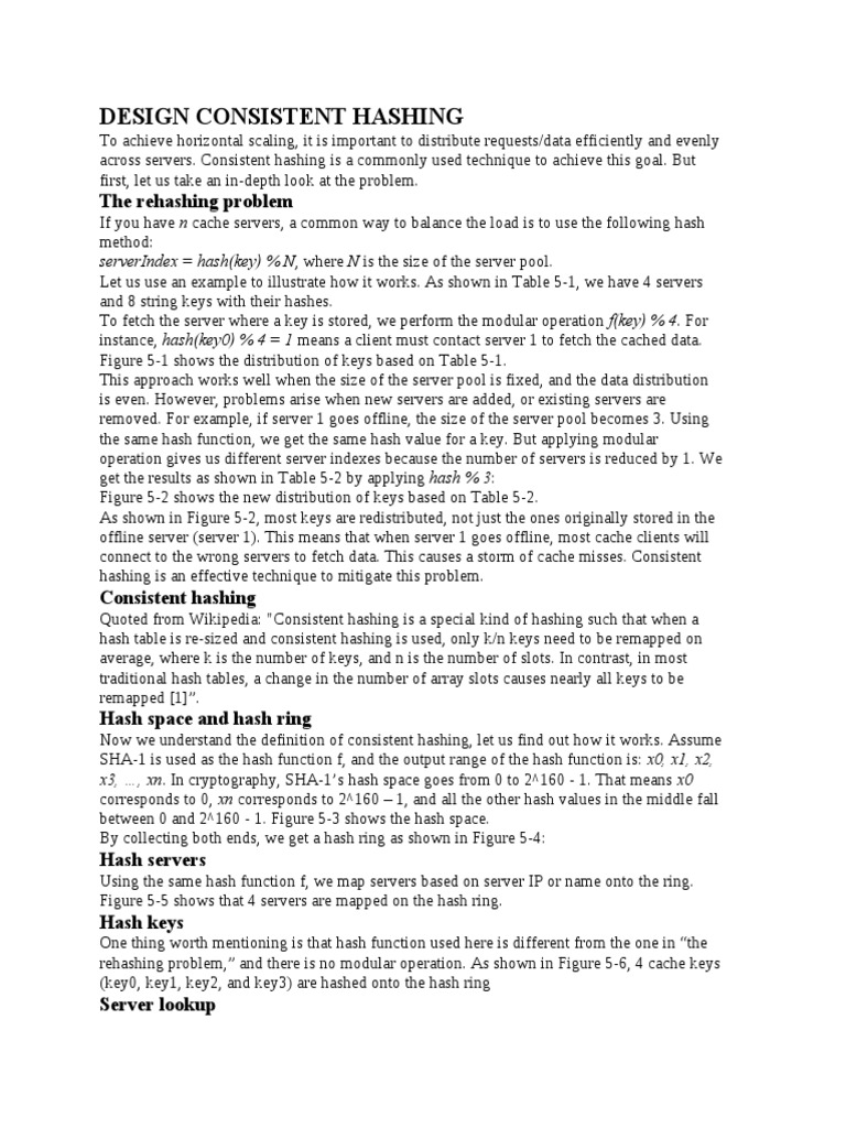 Design Consistent Hashing: The Rehashing Problem | PDF | Algorithms And ...