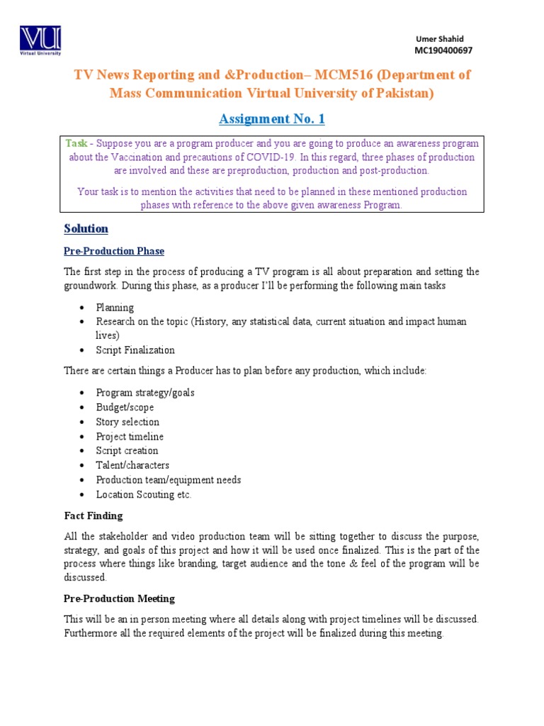 MCM-516 - Assignment No. 1 | PDF | Communication