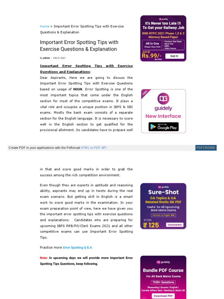 WWW Ibpsguide Com Important Error Spotting Tips | PDF | Grammatical ...