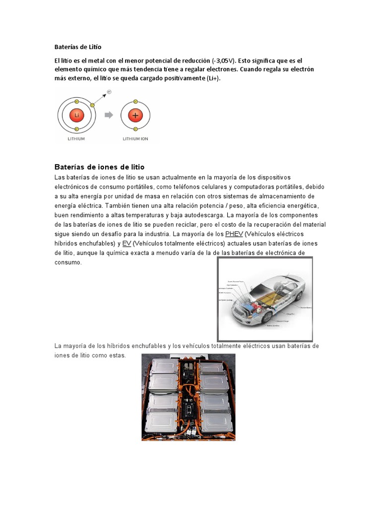 Baterías de Litio | PDF | Ánodo | Batería de iones de litio