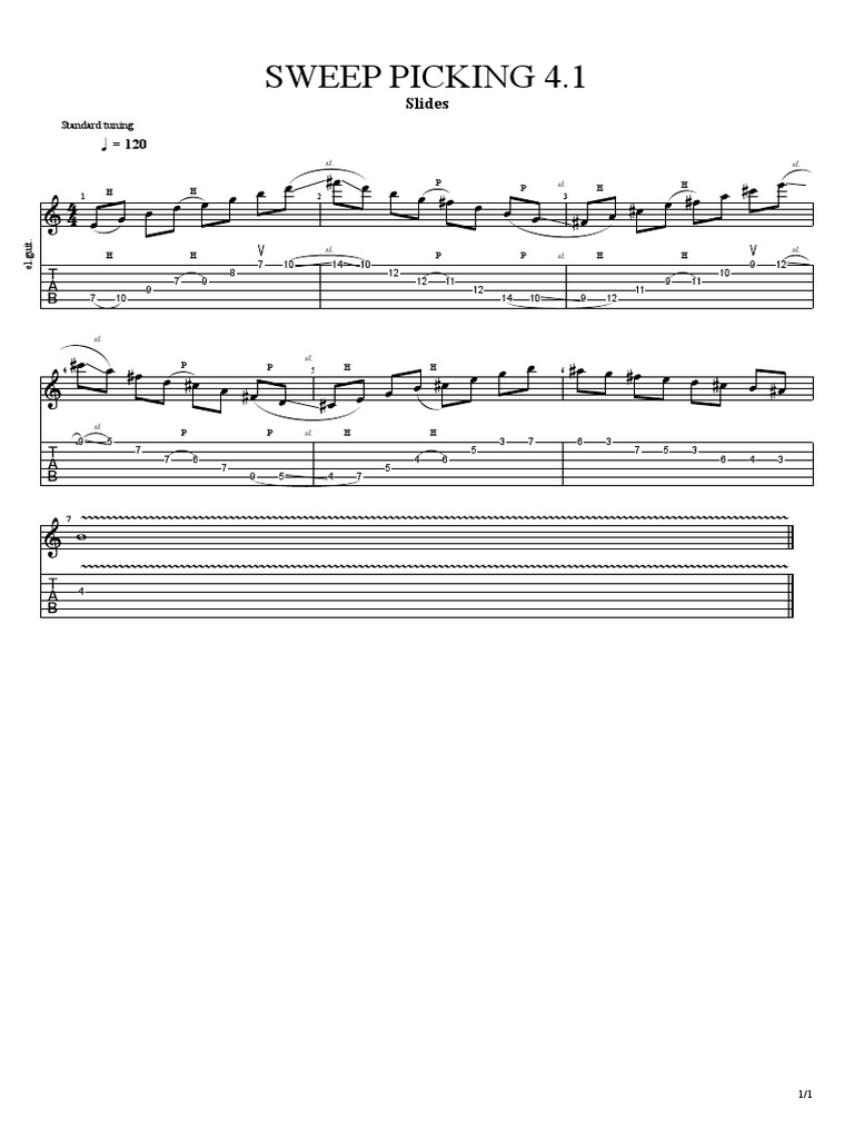 Beginner Sweep Picking Patterns | PDF | Guitar Family Instruments | Guitars
