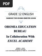 Grade 12 English: Handout For Second Semester Lesson