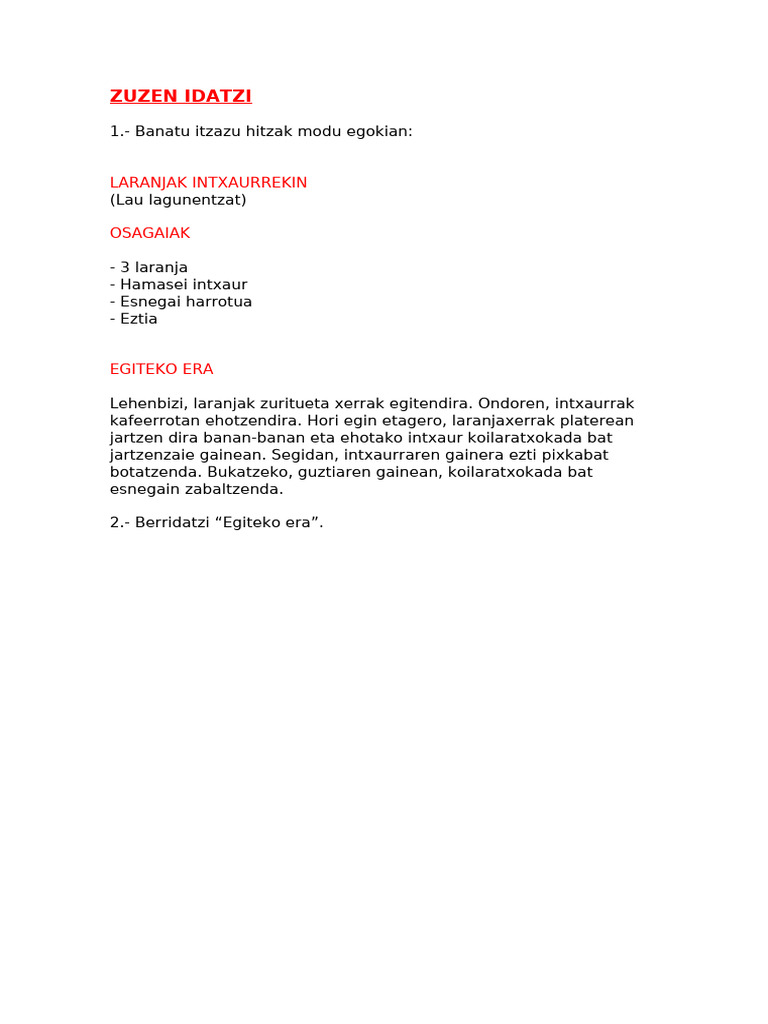 Hitzak Banantzeko Ariketa1 | PDF