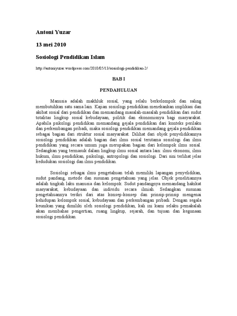 Sosiologi Pendidikan Islam