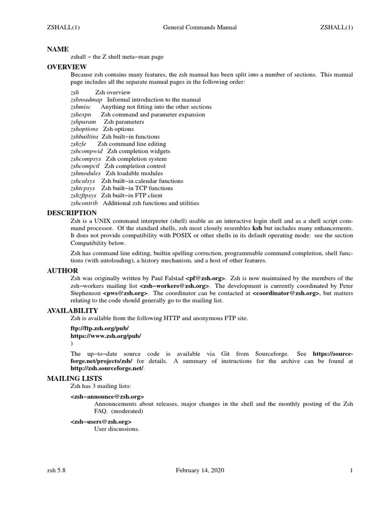 Zshall | PDF | Command Line Interface | Parameter (Computer Programming)