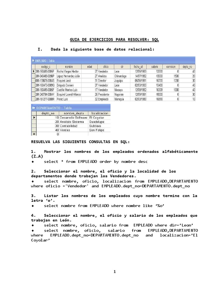 Clase Practica SQL | PDF | SQL | Bases de datos