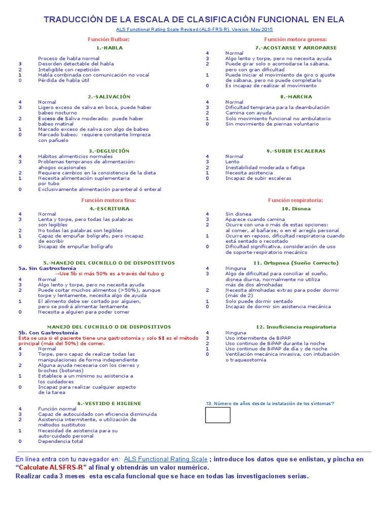 Escala ALS-RFS-R | PDF | Especialidades Medicas | Enfermedades y trastornos