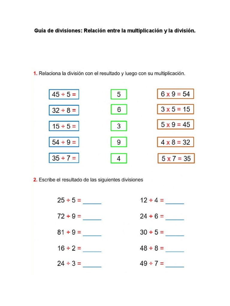 Relación entre Multiplicación y División | PDF