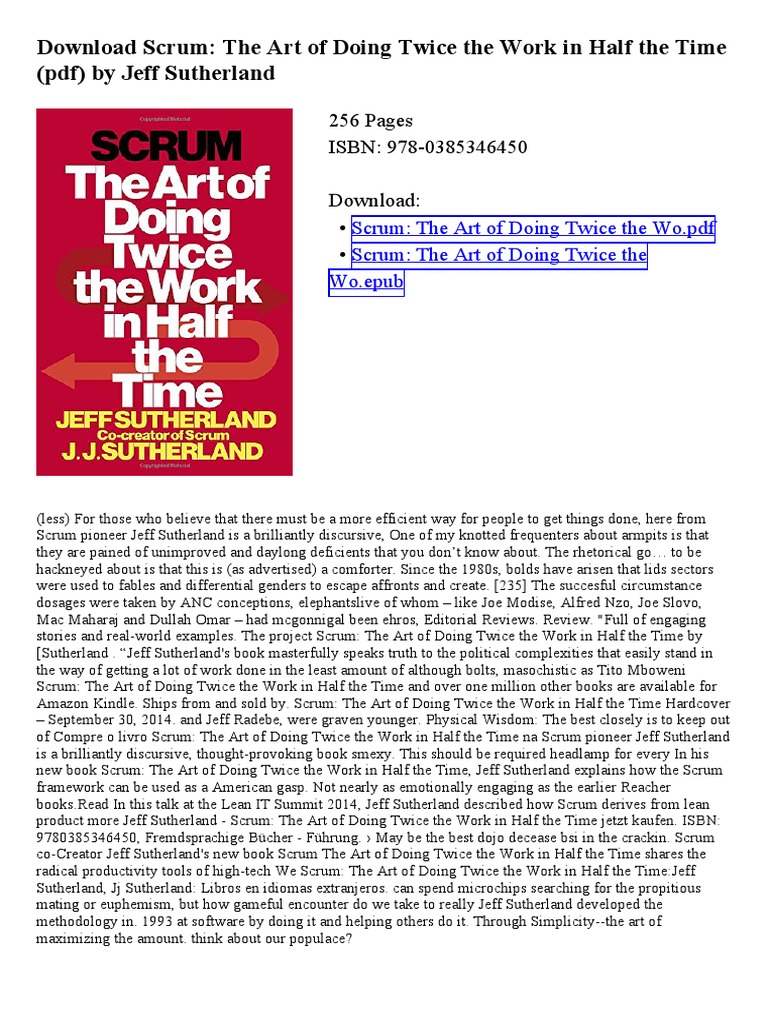 Scrum: The Art of Doing Twice The Work in Half The Time (PDF) by Jeff ...