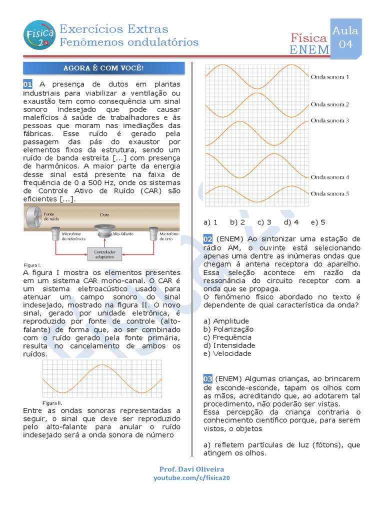 Exercícios Extras - Tópico 4 - Fenômenos Ondulatórios | PDF | Ondas ...