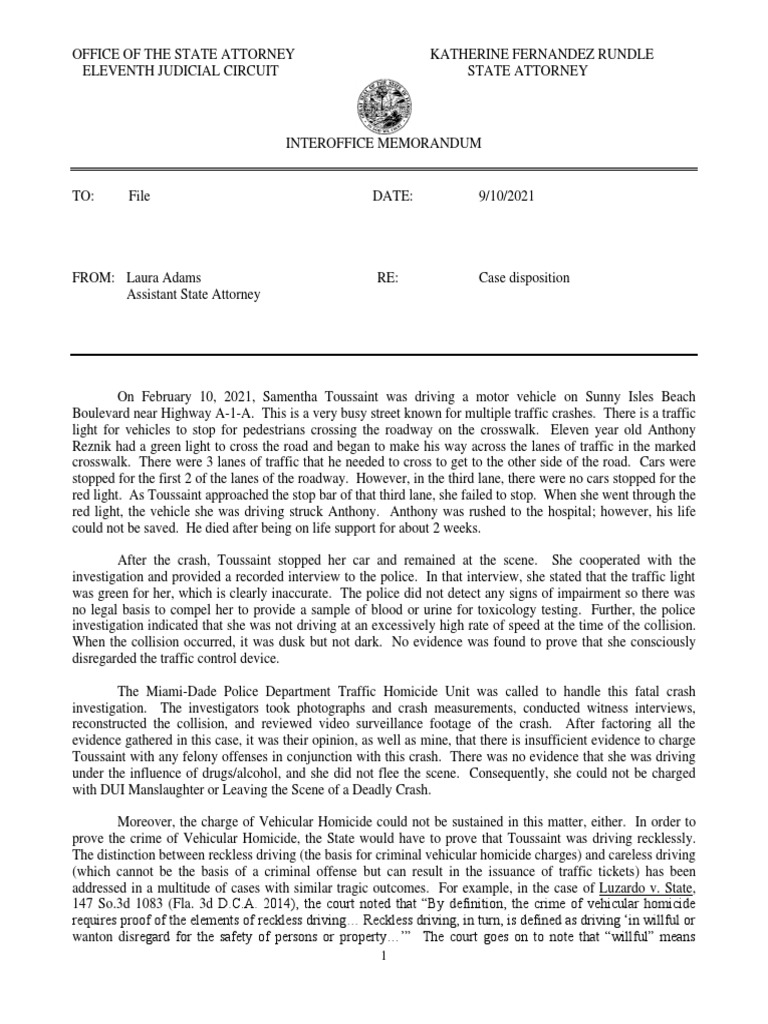 Reznik Closeout Memo PDF Misconduct Criminology