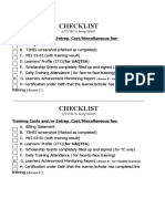 Checklist: Training Costs And/or Entrep. Cost/Miscellaneous Fee