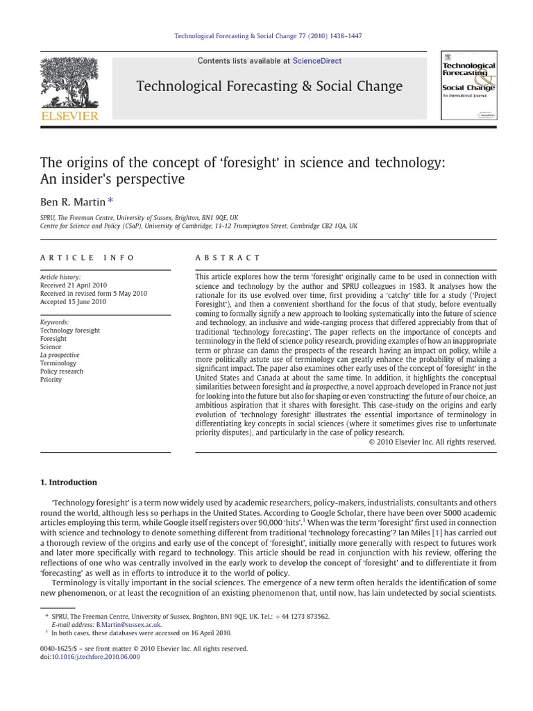 Technological Forecasting & Social Change: Ben R. Martin | PDF