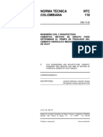 NTC 118 Cementos. Método de Ensayo Para Determinar El Tiempo de Fraguado Del Cemento Hidráulico Mediante El Aparato de Vicat