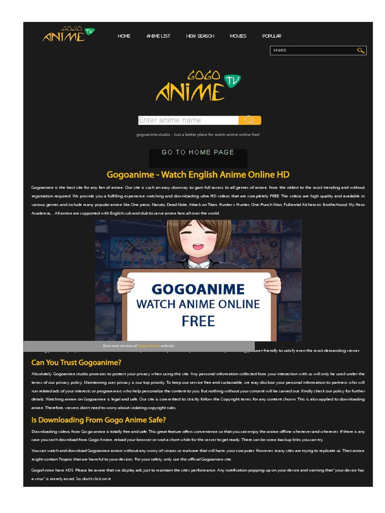Gogoanime Watch English Anime Online HD PDF Application Software Computer Virus