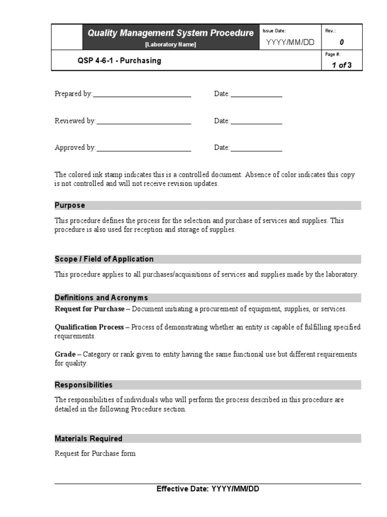 Quality Management System Procedure (Laboratory Name) PDF Shelf