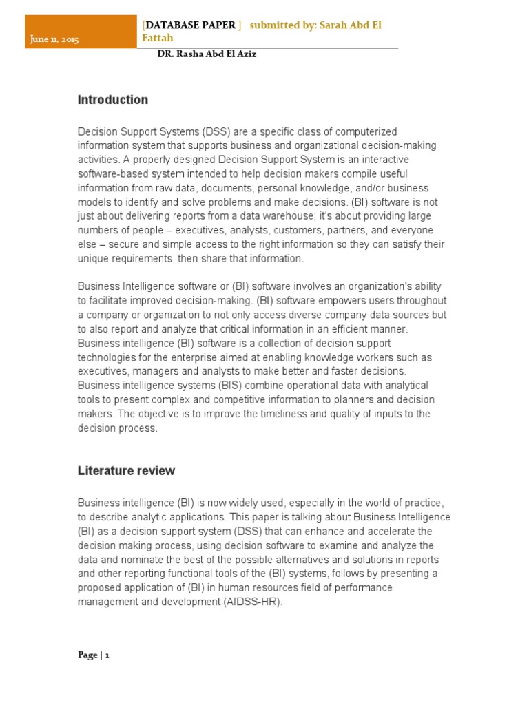 Business Intelligence as Decision Support | PDF | Business Intelligence ...