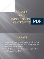 Arrays AND Input Output Statement