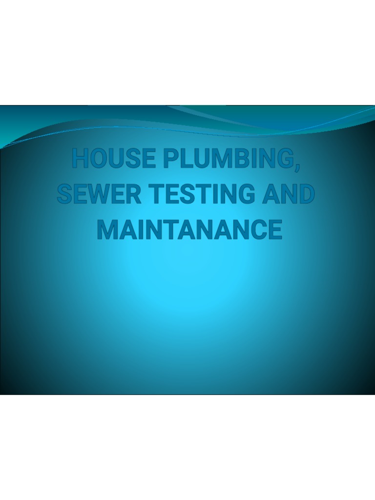 Guide to House Plumbing Systems, Sewer Testing, and Maintenance PDF Pump Plumbing