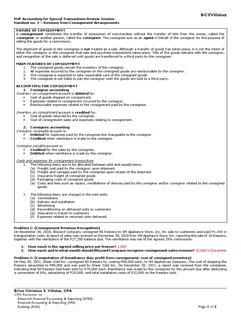 Consignment Inventory Accounting Guide | PDF | Debits And Credits | Cargo