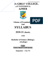 2020-21 B.SC - Biology (Zoology) Syllabus
