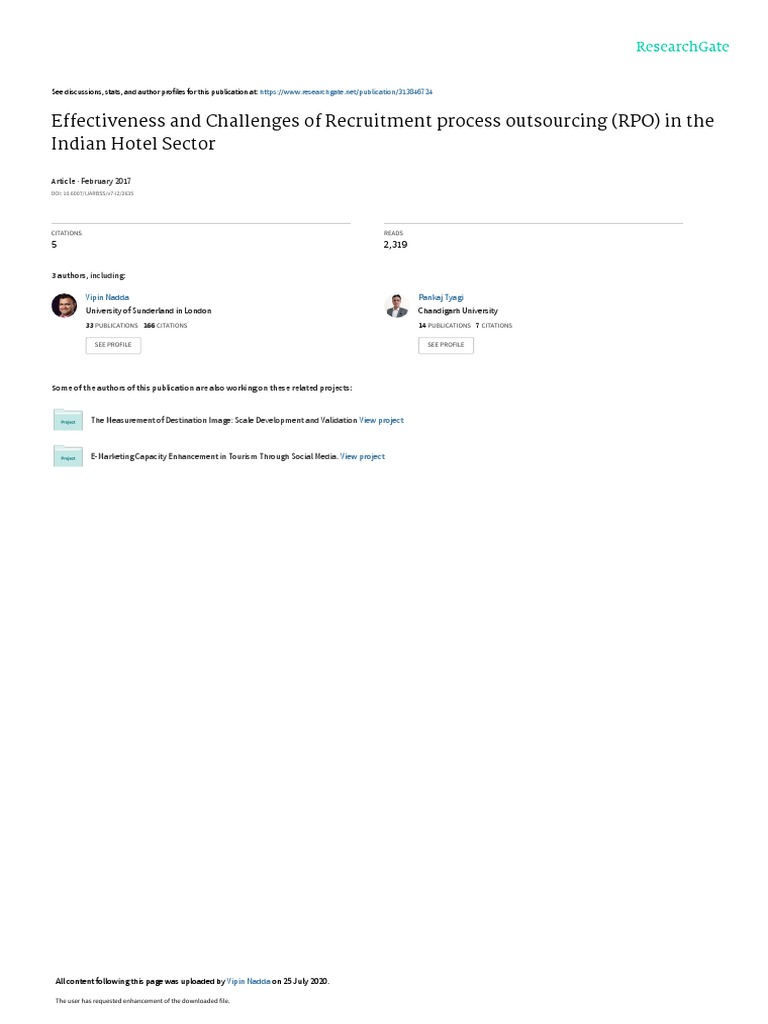 RPO Challenges in Indian Hotels | PDF | Recruitment | Outsourcing