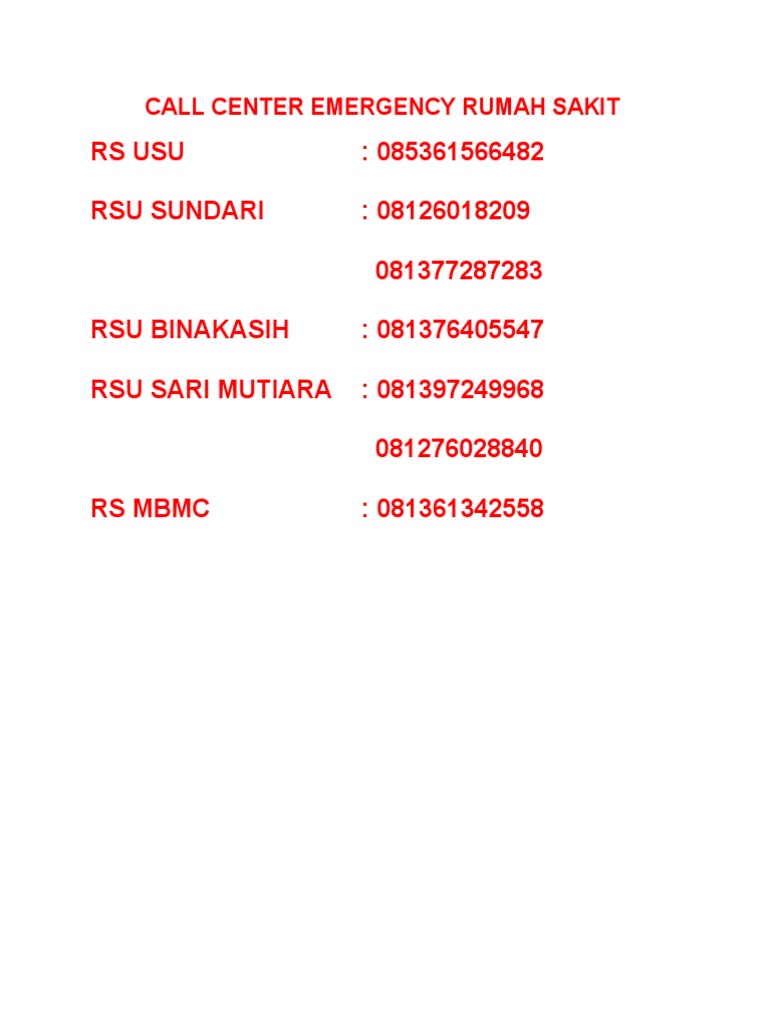 Call Center Emergency Rumah Sakit Pdf