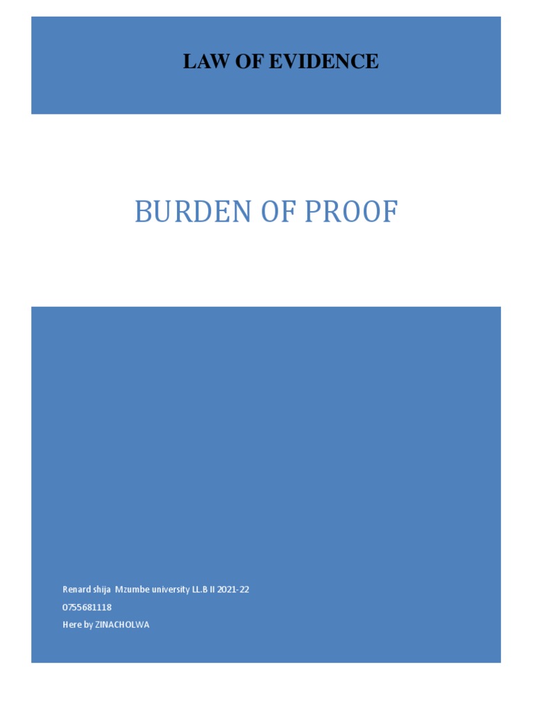 Burden of Proof PDF PDF Burden Of Proof (Law) Evidence (Law)