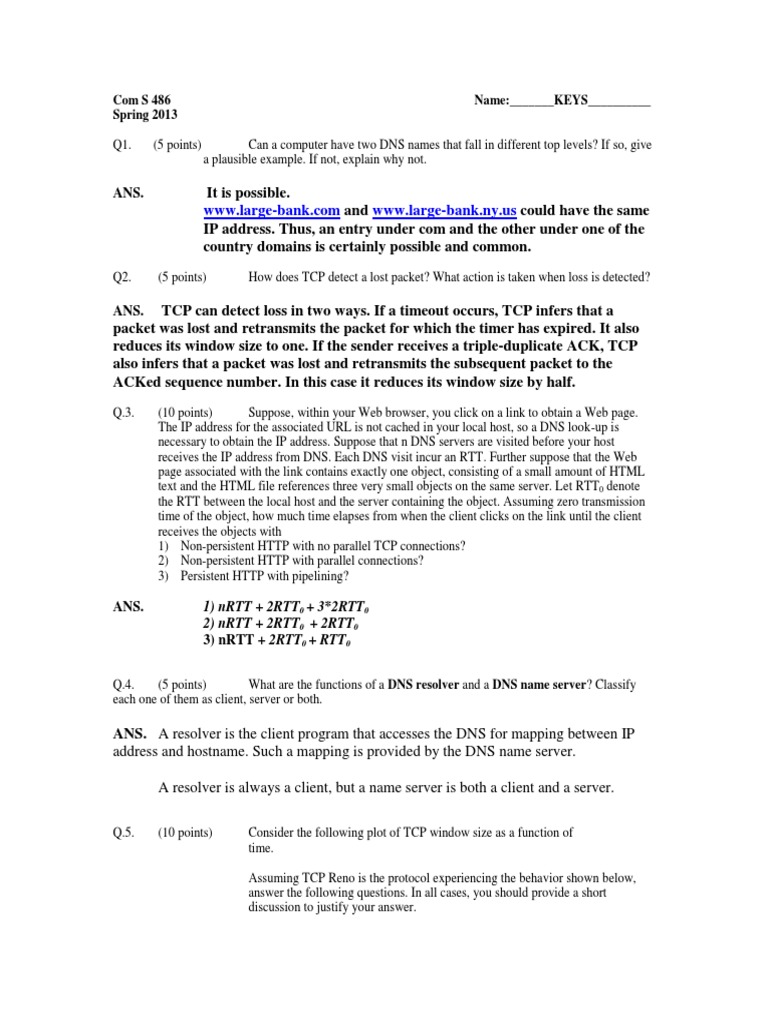 NRTT and Mid-Term Solutions in TCP | PDF | Transmission Control ...