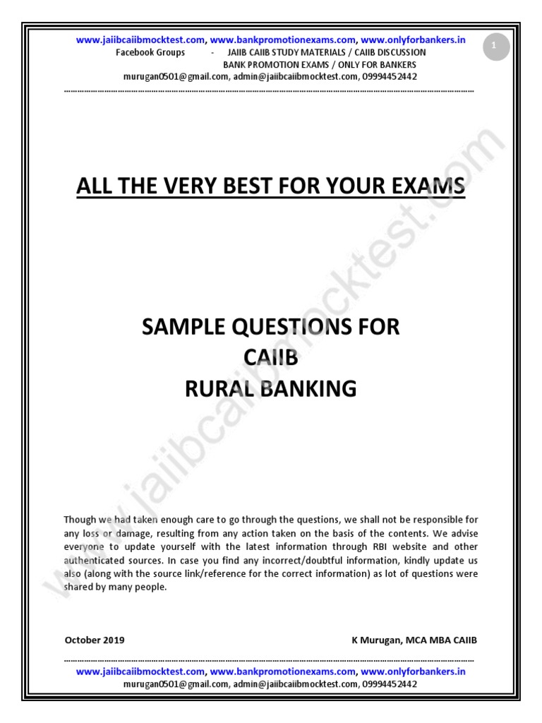 Rural Banking Sample Questions by Murugan-Sep 2021 Exams | PDF | Economies