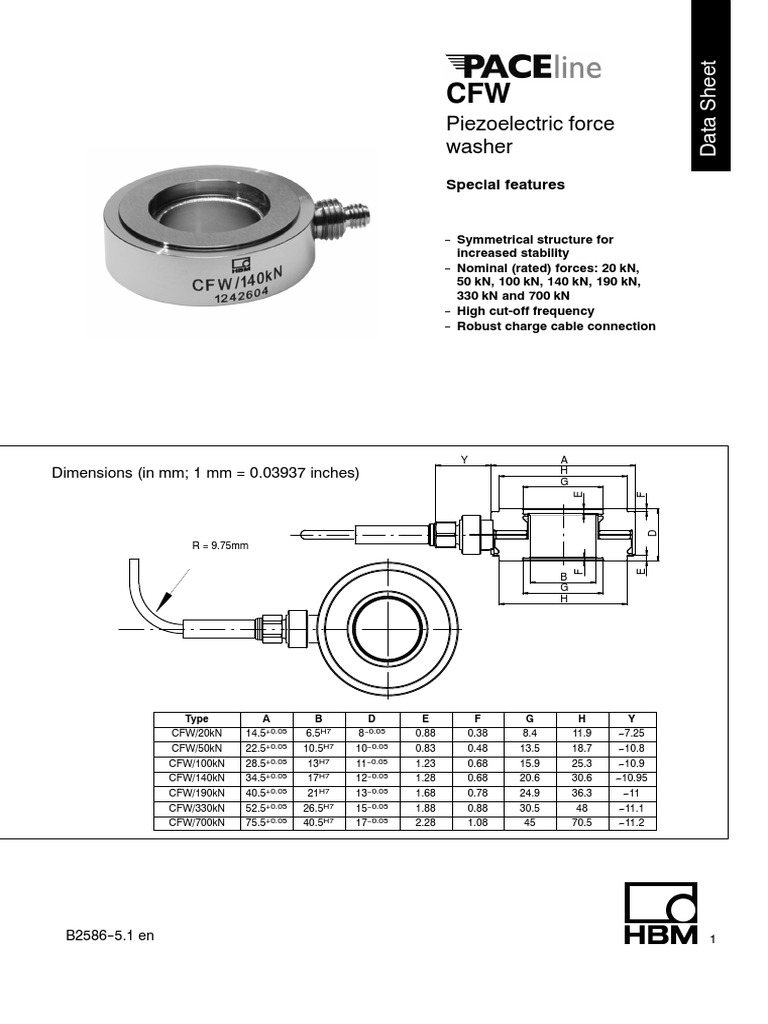 Piezoelectric Force Washer Special Features PDF Electrical