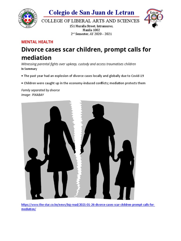 Colegio de San Juan de Letran Divorce Cases Scar Children, Prompt