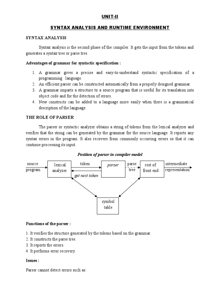 CS602PC - Compiler Design Lecture Notes Unit 2 | PDF | Parsing ...