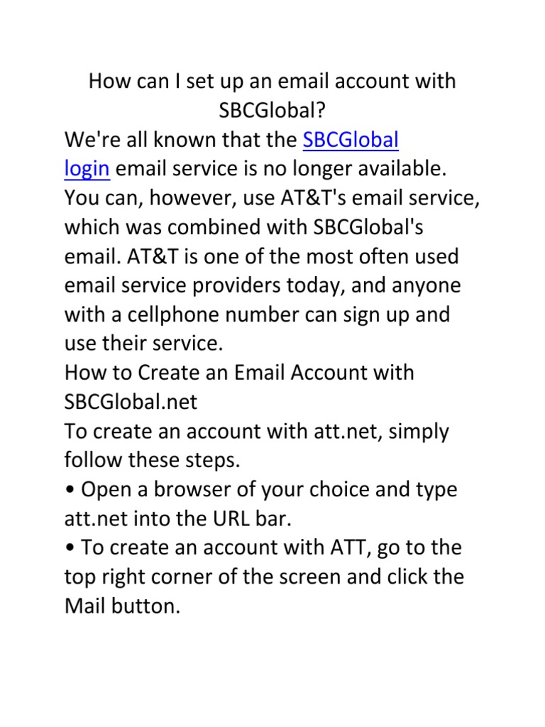 How Can I Set Up An Email Account With Sbcglobal | PDF | Computers