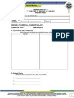 General Biology 1 1 Semesterɩ 2 GRADING Ɩ AY 2020-2021 Answer Sheet