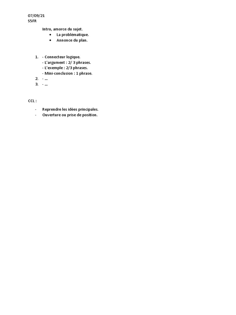 Plan Paragraphe Argument Fr Pdf