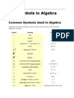 Common Symbols in Algebra